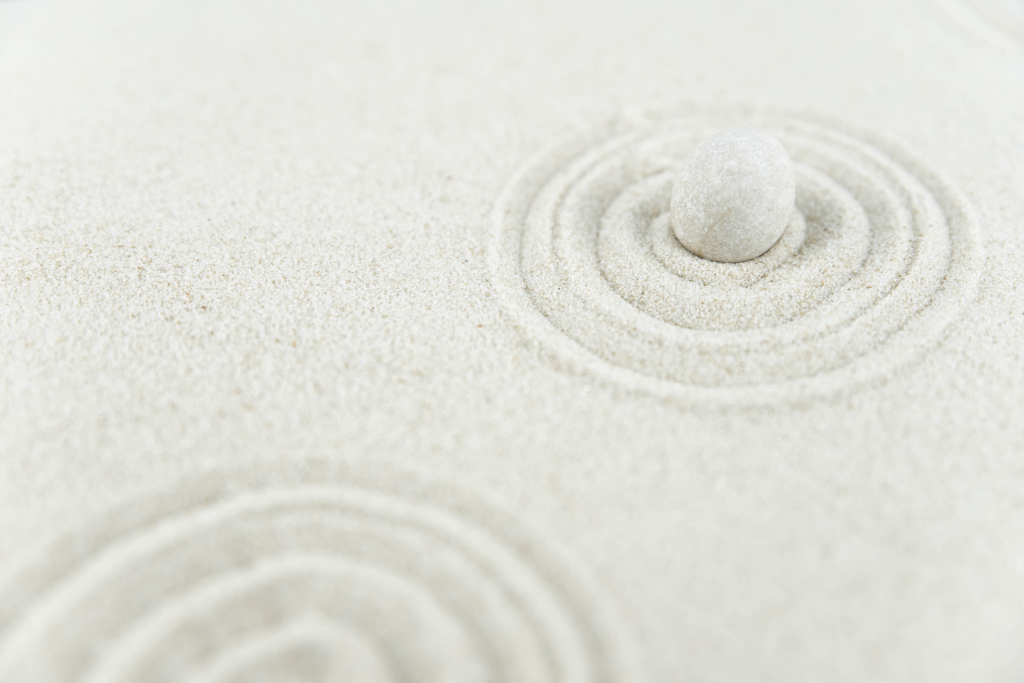 White sand representing peace and calmness